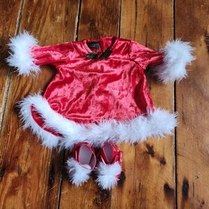 Vintage American Girl Holiday Christmas Outfit 2000 Dress and Shoes Red